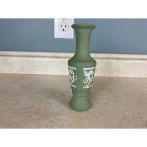 Miniature 5.5" Painted Victorian Style Ceramic Vase Green And White